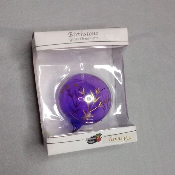 Designers Studio Glass Ornament Handmade Christmas Purple Gold Holiday Decor - Picture 2 of 7